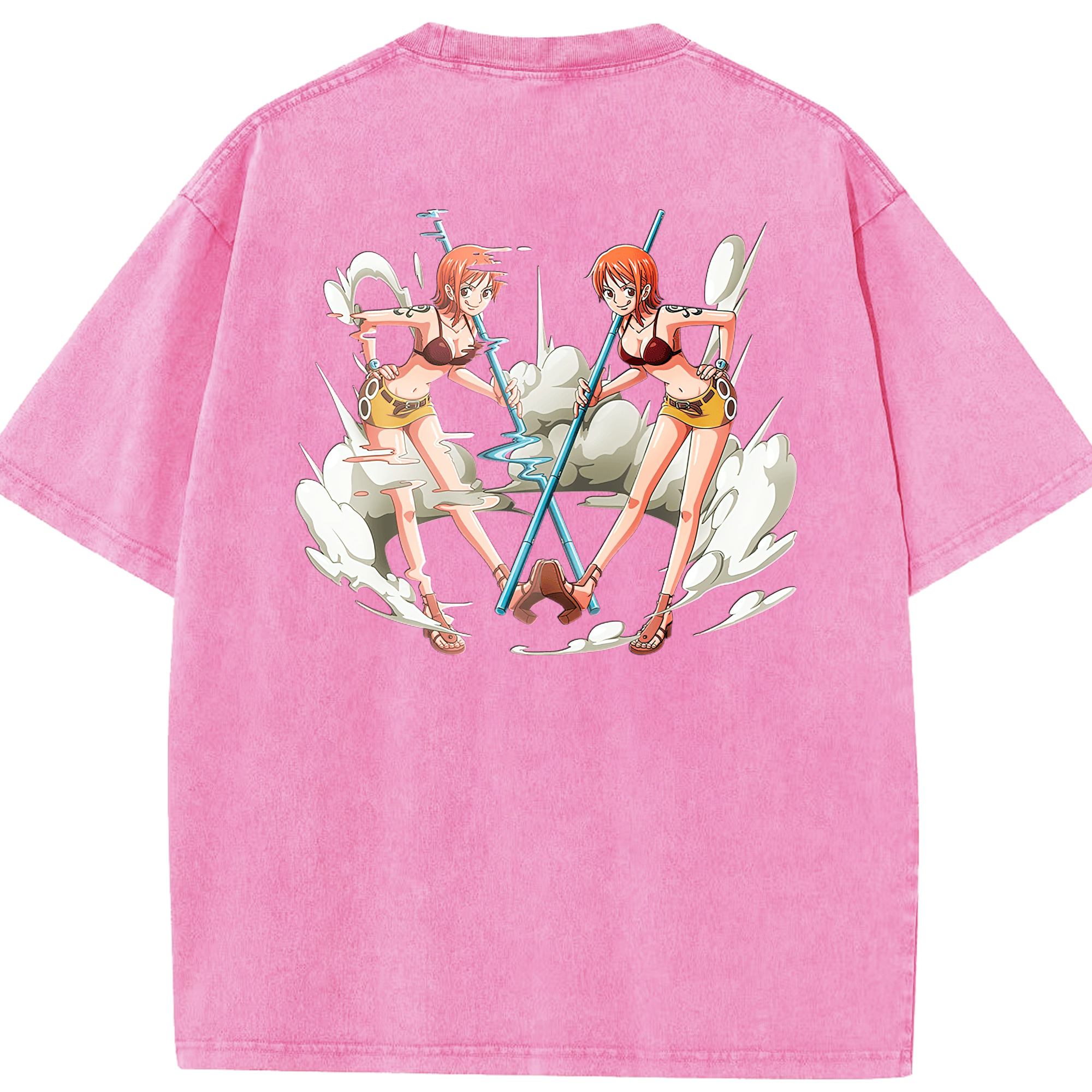 ワンピース ナミ ONE PIECE Nami 綿100% ヴィンテージ風 半袖Tシャツ（背面プリント）